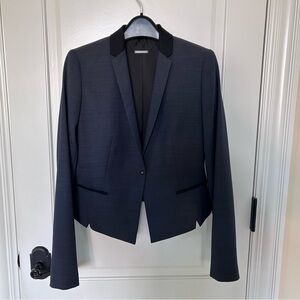 NWT $398 ELIE TAHARI LINDLEY NAVY MULTI WOOL BLEND JACKET - SIZE 4